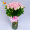 18 rosas rosa en jarron
