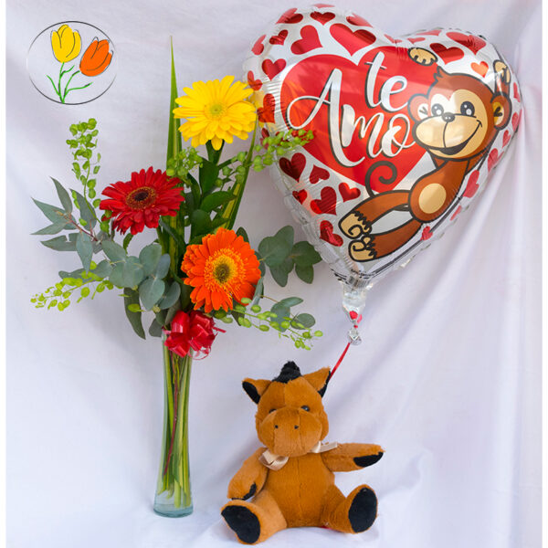 Gerberas peluche y globo