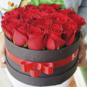 Caja redonda con rosas