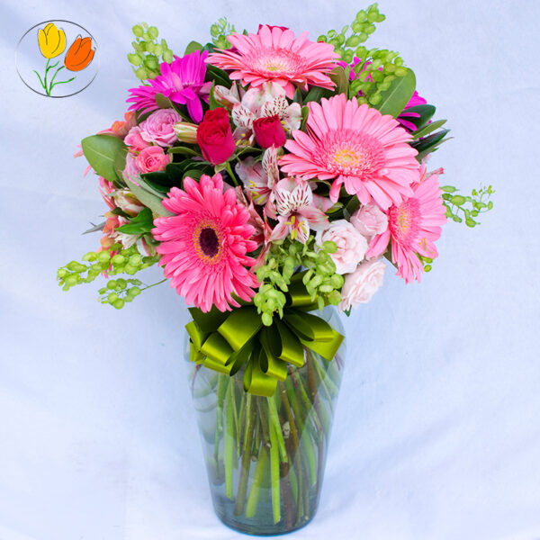 Gerberas y rosa mini