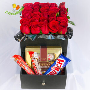 Caja de rosas con cajon
