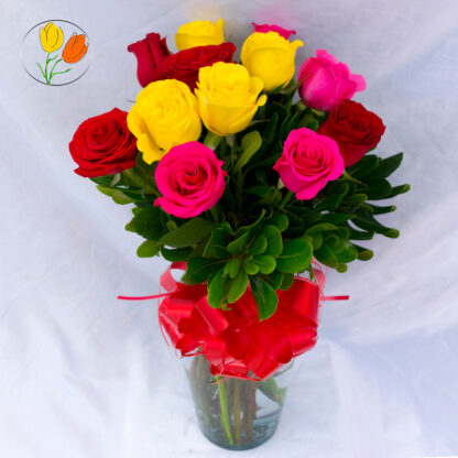 12 rosas multicolor